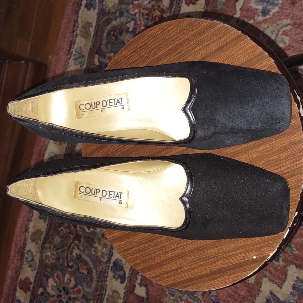 Coup D'etat black suede pumps